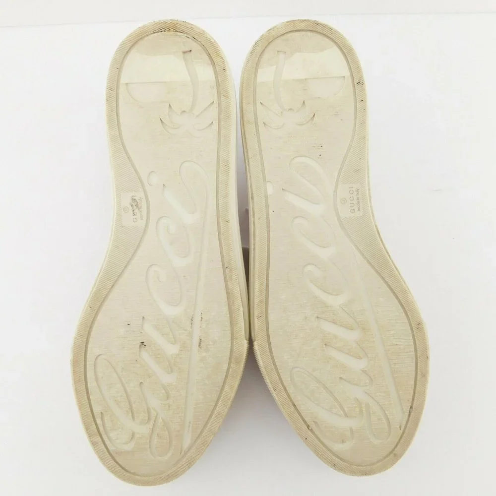 GUCCI Pastel Pink Leather Cap Toe GG Logo Monogram Canvas Lace-up Sneakers 39